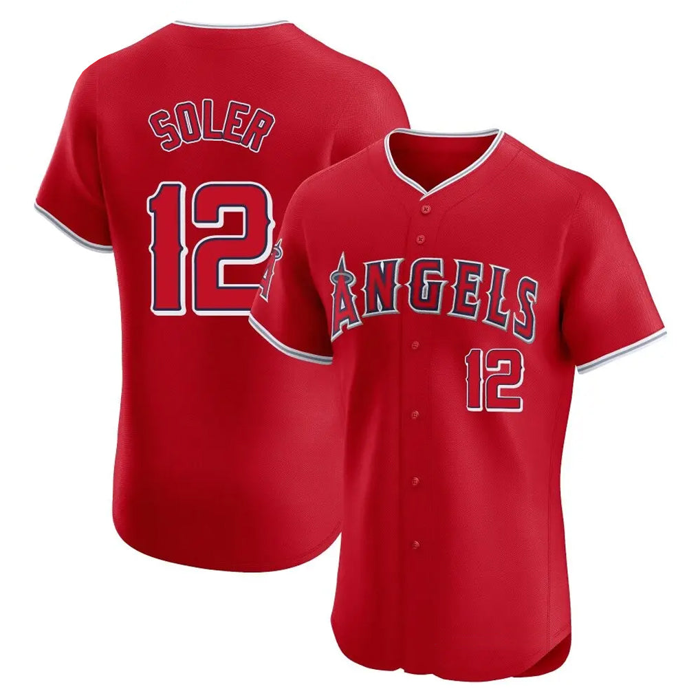 LA.Angels #12 Jorge Soler Player Red Home Limited Elite Fdoa Stitched Jerseys