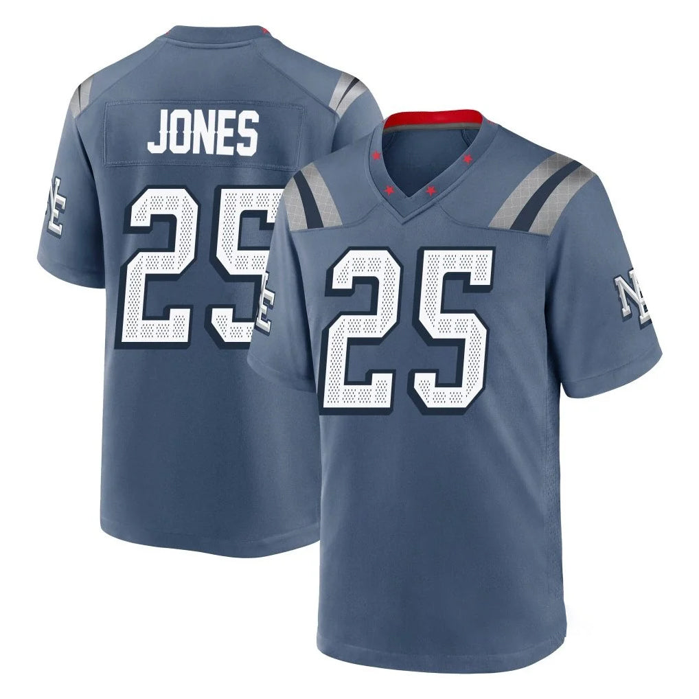 NE.Patriots #25 Marcus Jones Player Blue Rivalries Collection Home Game Gdoa Stitched Jerseys