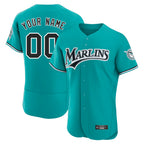 Custom M.Marlins Teal Limited Elite Home Game Any Name & Number Gdoa Stitched Jerseys