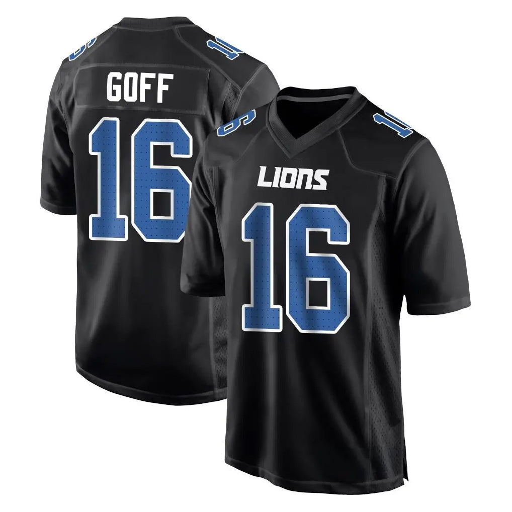 D.Lions #16 Jared Goff Player Black Fashion Home Game Gdoa Stitched Jerseys