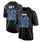 D.Lions #16 Jared Goff Player Black Fashion Home Game Gdoa Stitched Jerseys