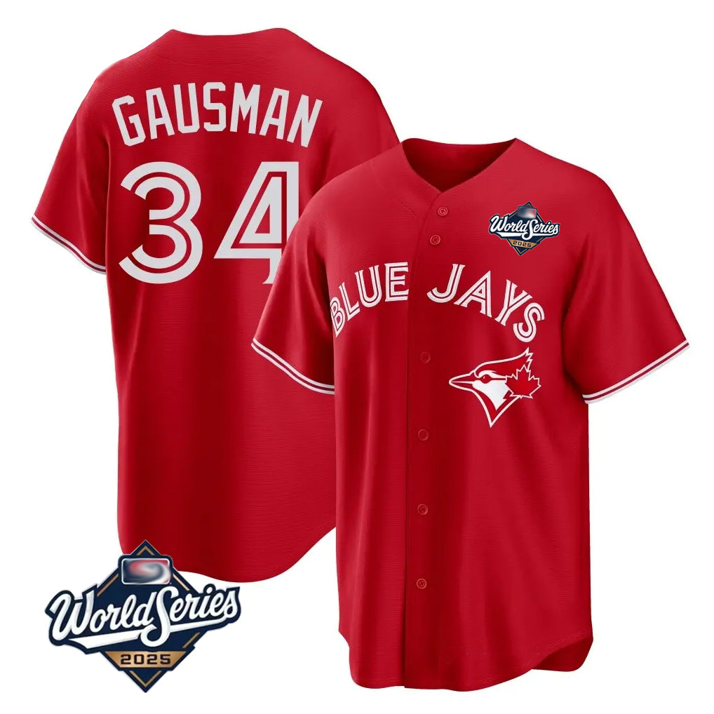 T.Blue Jays #34 Kevin Gausman Player Red 2025 American League All Fdoa Stitched Jerseys