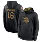 M.Vikings #16 Will Reichard Player Black Salute to Service Hoodies Limited Game Gdoa Stitched Jerseys