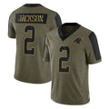 C.Panthers #2 Michael Jackson Player Olive Salute to Service Limited Game Gdoa Stitched Jerseys