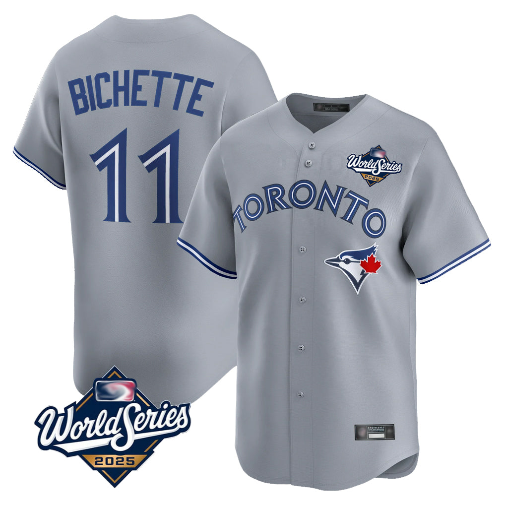 T.Blue Jays #11 Bo Bichette Player Gray 2025 World Series Limited Home Fdoa Stitched Jerseys