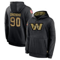 W.Commanders #90 Charles Omenihu Player Black Salute to Service Performance Pullover Hoodies Home Game Gdoa Stitched Jerseys