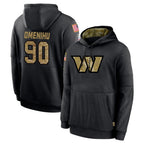 W.Commanders #90 Charles Omenihu Player Black Salute to Service Performance Pullover Hoodies Home Game Gdoa Stitched Jerseys