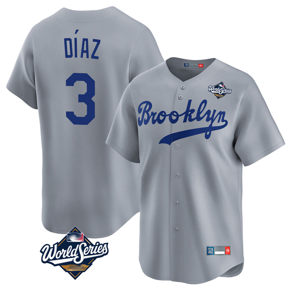 LA.Dodgers #3 Edwin D¨ªaz Player Gray World Series Game Limited Home Fdoa Stitched Jerseys