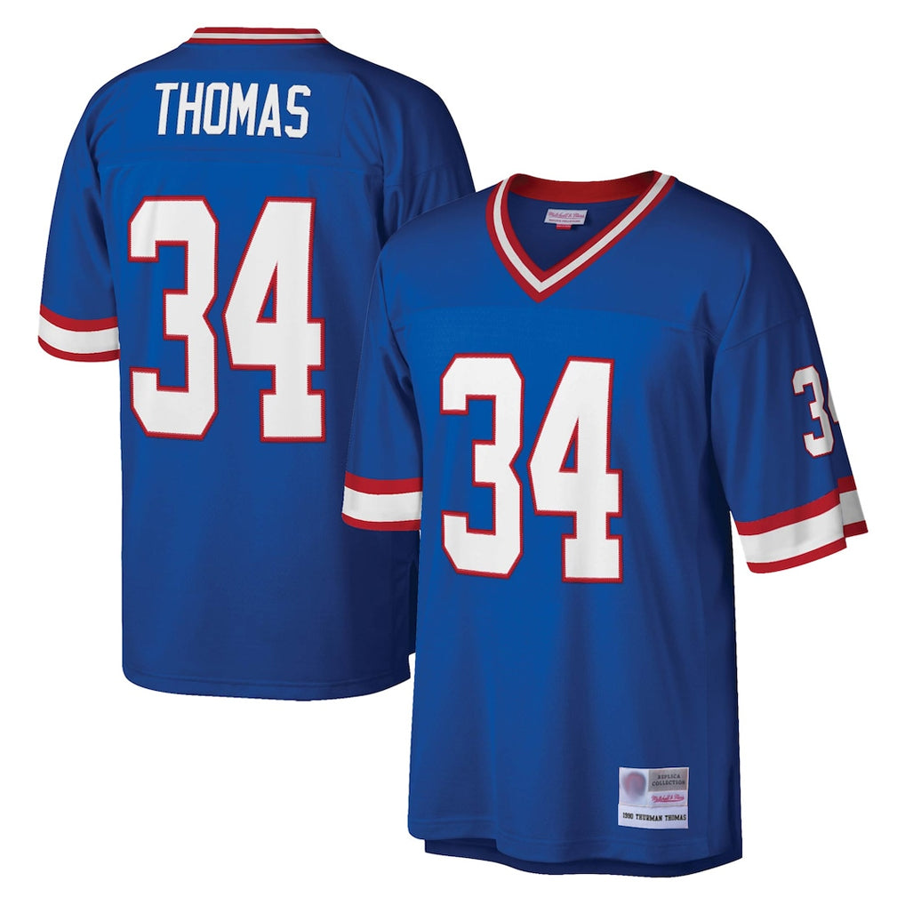 B.Bills #34 Thurman Thomas Player Royal Mitchell & Ness Legacy Replica Gdoa Stitched Jerseys