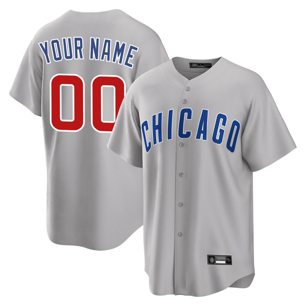 Custom C.Cubs Gray Home Game Any Name & Number Gdoa Stitched Jerseys