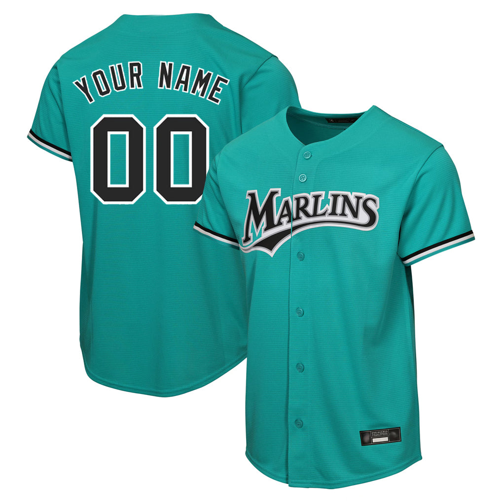 Custom M.Marlins Teal Home Game Any Name & Number Gdoa Stitched Jerseys