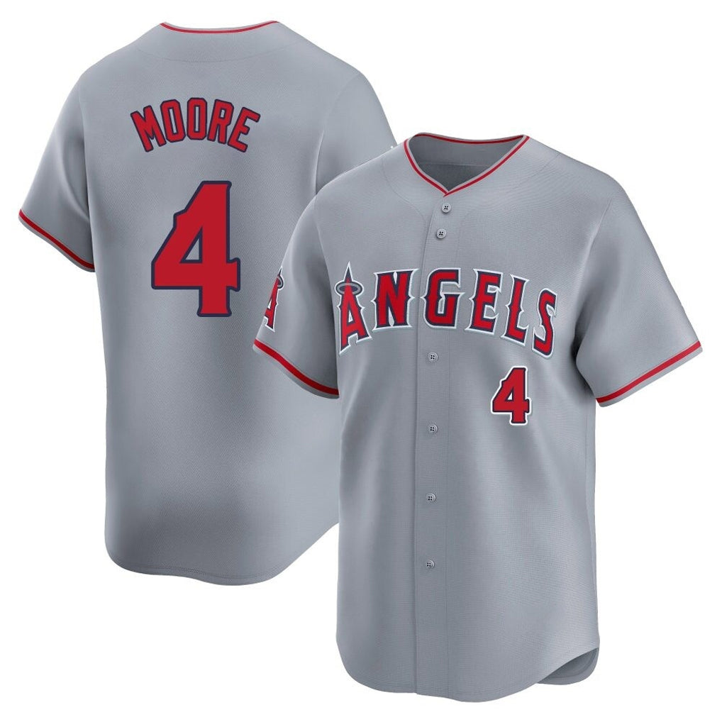 LA.Angels #4 Christian Moore Player Gray Home Limited Fdoa Stitched Jerseys