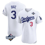 LA.Dodgers #3 Edwin D¨ªaz Player White World Series Limited Elite Home Fdoa Stitched Jerseys