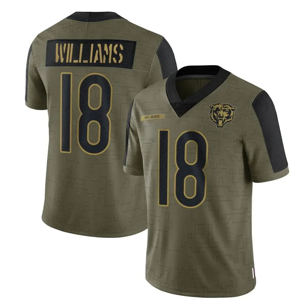 C.Bears #18 Caleb Williams Player Olive Salute to Service Limited Gdoa Stitched Jerseys