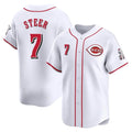C.Reds #7 Spencer Steer Player White Home Limited Gdoa Stitched Jerseys