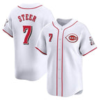 C.Reds #7 Spencer Steer Player White Home Limited Gdoa Stitched Jerseys