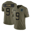 C.Panthers #9 Bryce Young Player Olive Salute to Service Limited Home Game Gdoa Stitched Jerseys