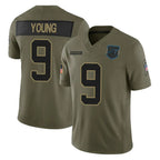 C.Panthers #9 Bryce Young Player Olive Salute to Service Limited Home Game Gdoa Stitched Jerseys