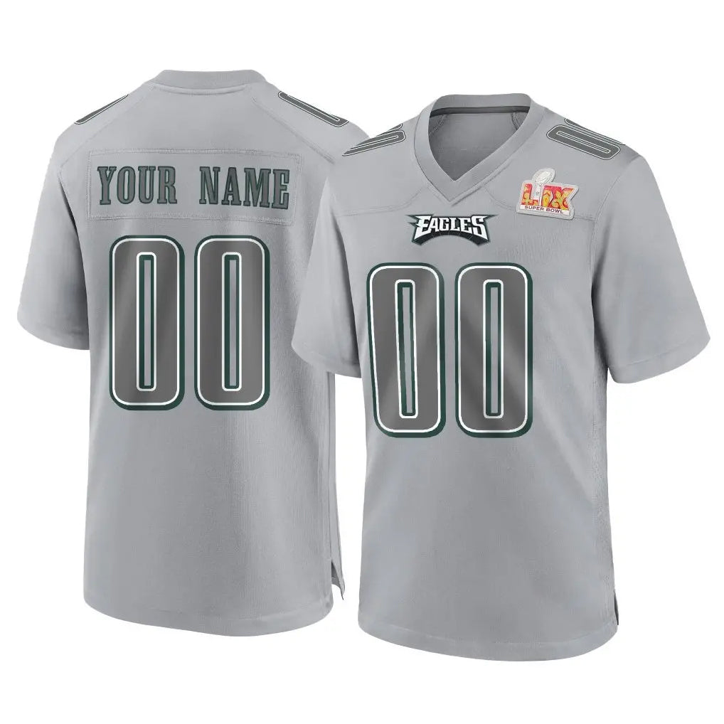 Custom P.Eagles Gray Atmosphere Fashion Super Bowl LIX Home Game Any Name & Numbers Gdoa Stitched Jerseys