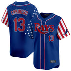 T.Bay Rays #13 Junior Caminero Player Royal 2025 Independence Day Vapor Premier Limited Fdoa Stitched Jerseys