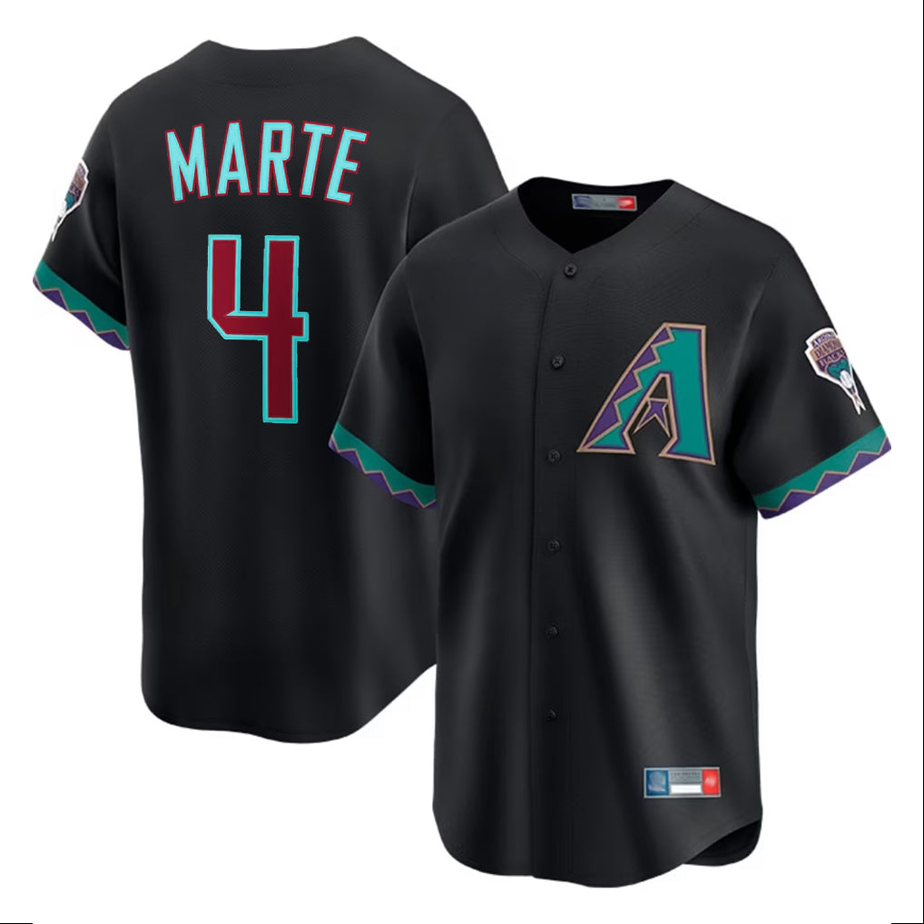 A.Diamondbacks #4 Ketel Marte Player Black Fashion Out Home Game Gdoa Stitched Jerseys