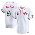 C.Reds #9 Matt McLain Player White Speedway Classic Home Limited Gdoa Stitched Jerseys