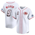 C.Reds #9 Matt McLain Player White Speedway Classic Home Limited Gdoa Stitched Jerseys