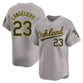 Athletics #23 Shea Langeliers Player Gray Road Limited Home Game Gdoa Stitched Jerseys