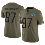D.Lions #97 Aidan Hutchinson Player Olive Salute To Service Limited Gdoa Stitched Jerseys