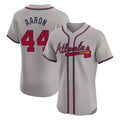 A.Braves #44 Hank Aaron Player Gray Limited Elite Home Game Gdoa Stitched Jerseys