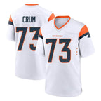 D.Broncos #73 Frank Crum Player White Home Game Gdoa Stitched Jerseys