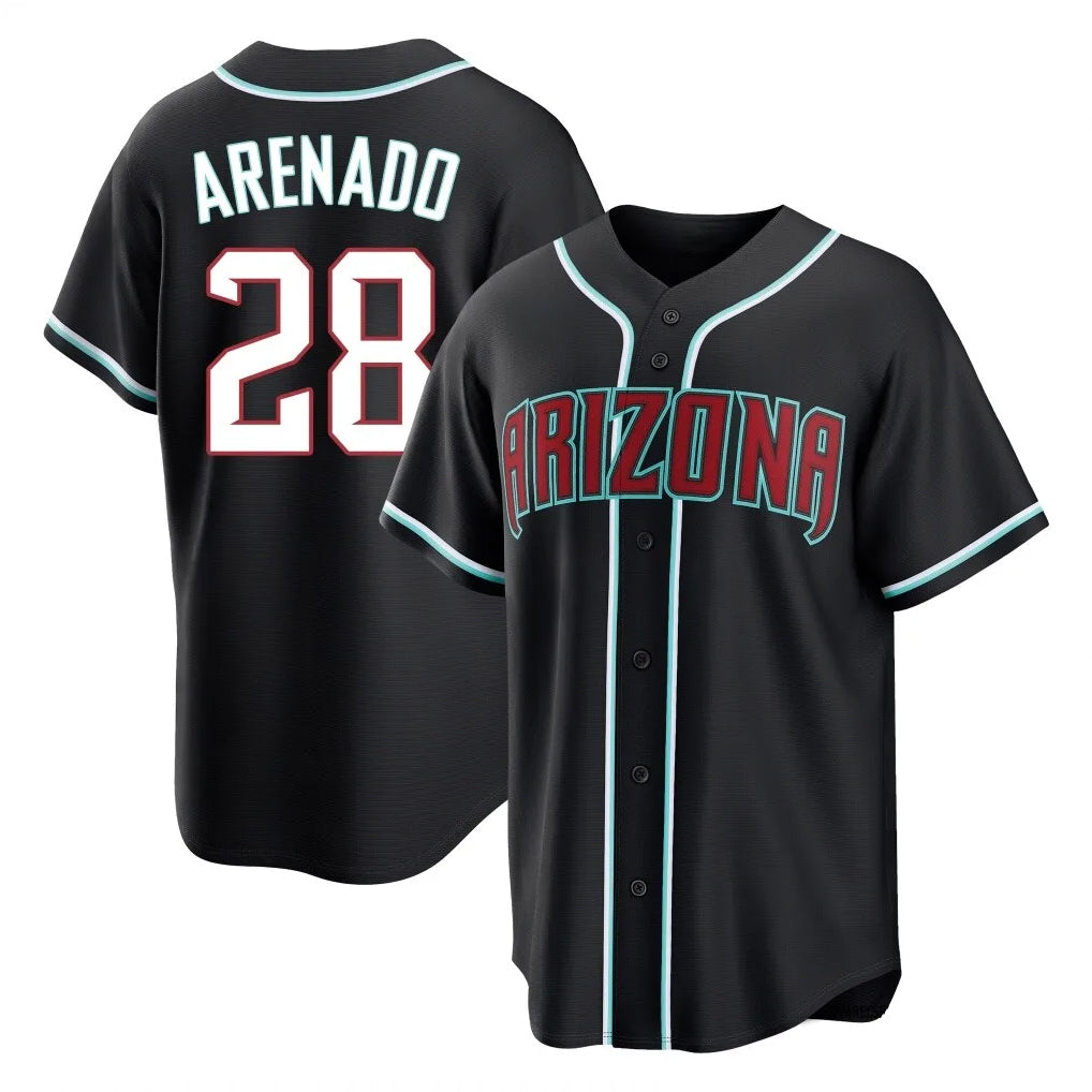 A.Diamondbacks #28 Nolan Arenado Player Black Home Game Gdoa Stitched Jerseys