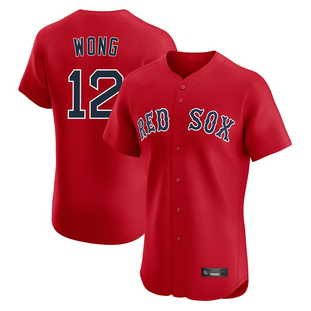 B.Red Sox #12 Connor Wong Player Red Limited Elite Home Game Gdoa Stitched Jerseys