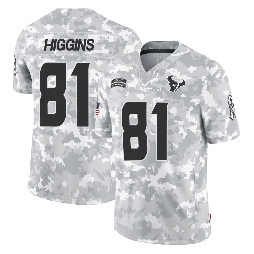 H.Texans #81 Jayden Higgins Player Arctic Camo Salute To Service Limited Game Gdoa Stitched Jerseys