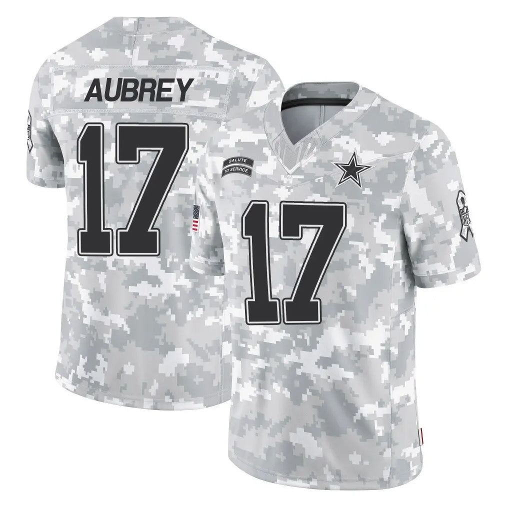 D.Cowboys #17 Brandon Aubrey Player Arctic Camo Salute to Service Limited Home Game Gdoa Stitched Jerseys