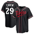 M.Twins #29 Rod Carew Player Black Fashion Out Home Limited Fdoa Stitched Jerseys