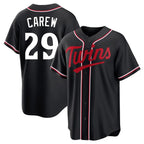 M.Twins #29 Rod Carew Player Black Fashion Out Home Limited Fdoa Stitched Jerseys