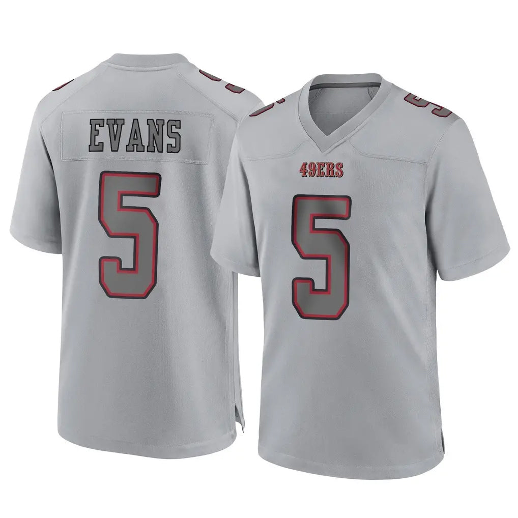 SF.49ers #5 Mike Evans Player Gray Atmosphere Fashion Home Game Gdoa Stitched Jerseys
