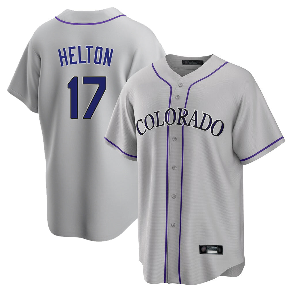 C.Rockies #17 Todd Helton Player Gray Game Home Gdoa Stitched Jerseys
