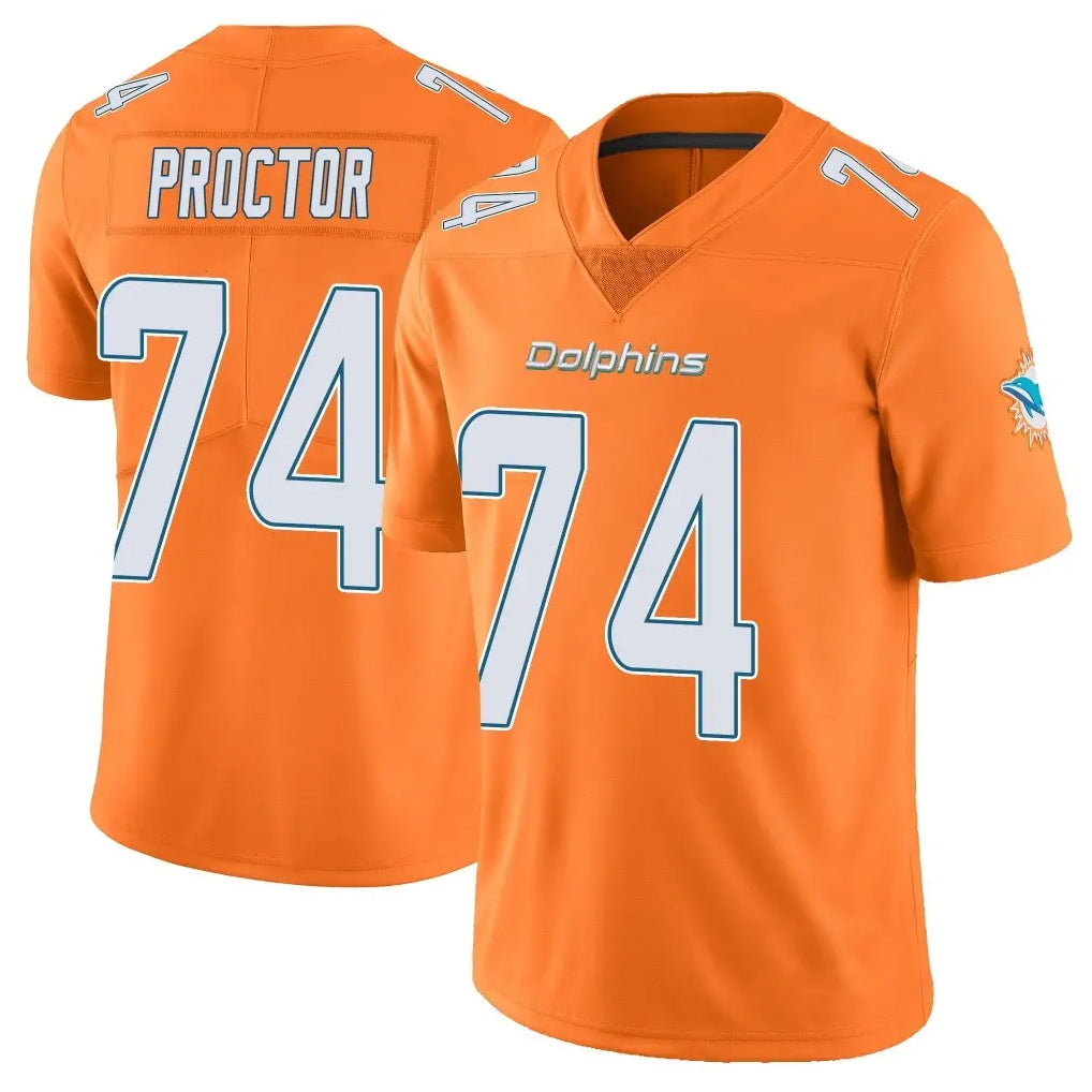 M.Dolphins #74 Kadyn Proctor Player Orange Limited Home Game Gdoa Stitched Jerseys