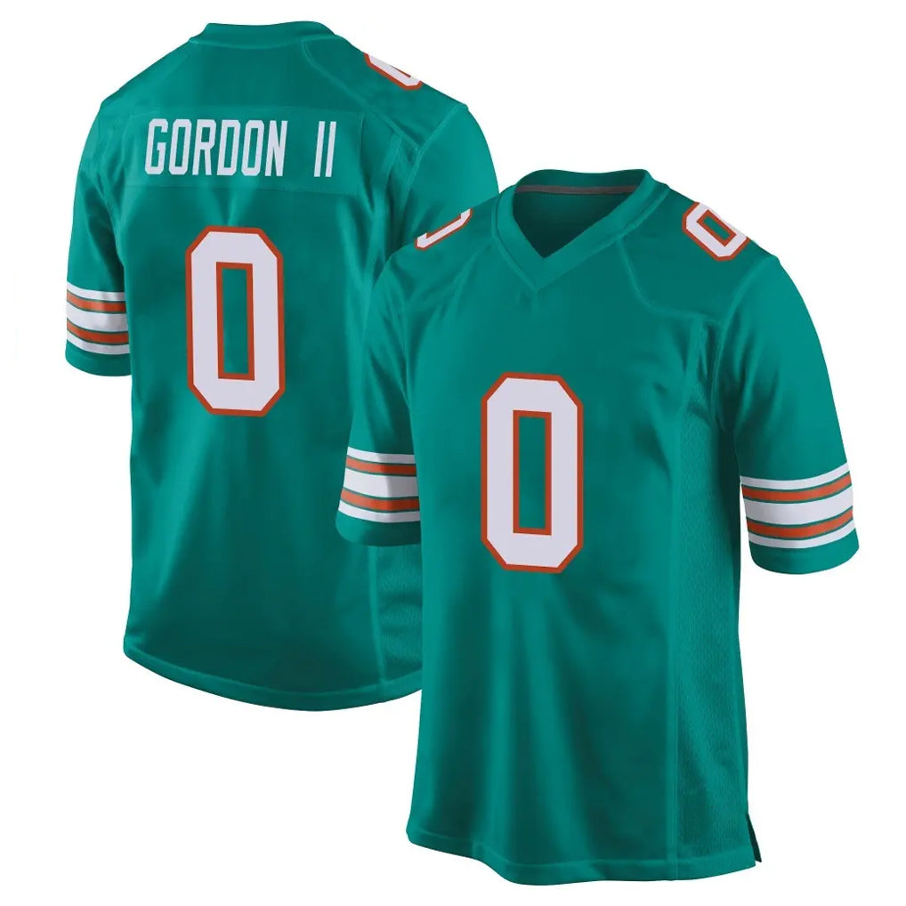 M.Dolphins #0 Ollie Gordon II Player Aqua Alternate Home Game Gdoa Stitched Jerseys