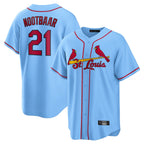 St. Louis Cardinals #21 Lars Nootbaar Player Light Blue Home Game Fdoa Stitched Jerseys