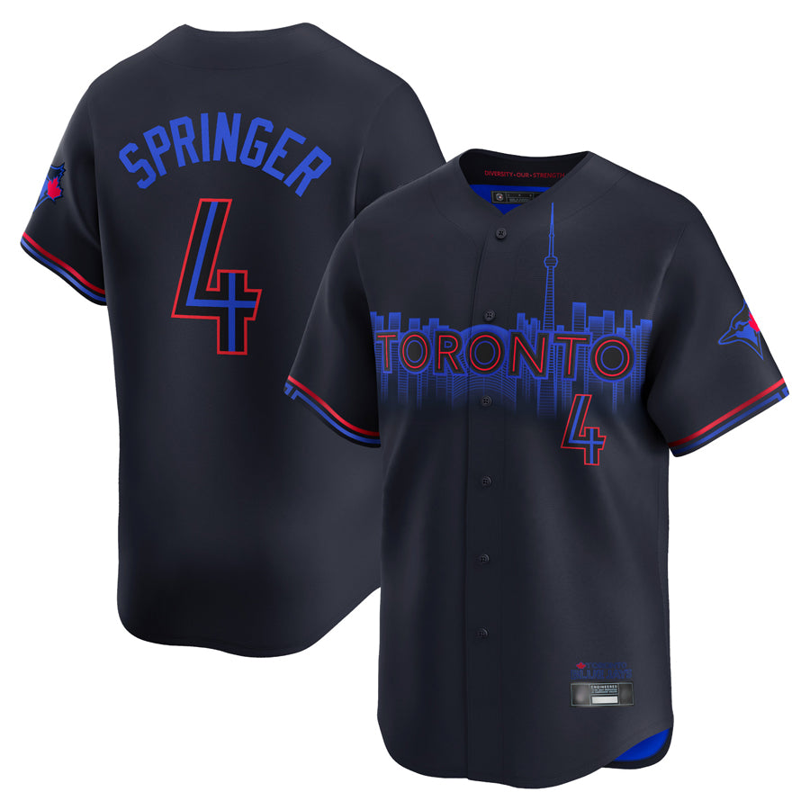 T.Blue Jays #4 George Springer Player Black City Connect Limited Fdoa Stitched Jerseys