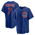 C.Cubs #7 Dansby Swanson Player Royal Home Game Gdoa Stitched Jerseys