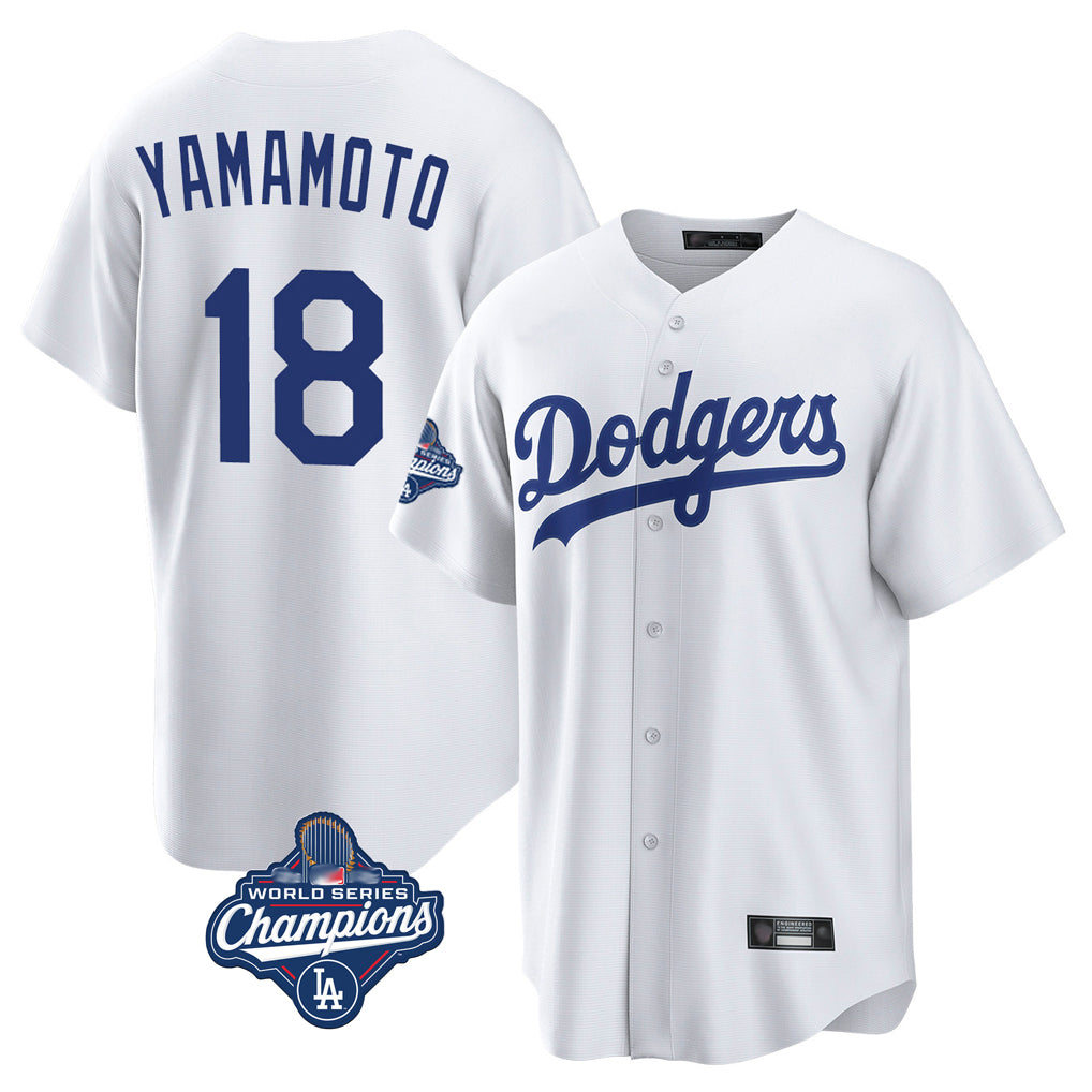 LA.Dodgers #18 Yoshinobu Yamamoto Player White World Series Meet Game Home Fdoa Stitched Jerseys