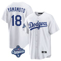 LA.Dodgers #18 Yoshinobu Yamamoto Player White World Series Meet Game Home Fdoa Stitched Jerseys