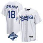 LA.Dodgers #18 Yoshinobu Yamamoto Player White World Series Meet Game Home Fdoa Stitched Jerseys