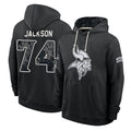 MN.Vikings #74 Donovan Jackson Player 2026 Black Logo Pullover Hoodies Limited Game Gdoa Stitched Jerseys
