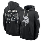 MN.Vikings #74 Donovan Jackson Player 2026 Black Logo Pullover Hoodies Limited Game Gdoa Stitched Jerseys