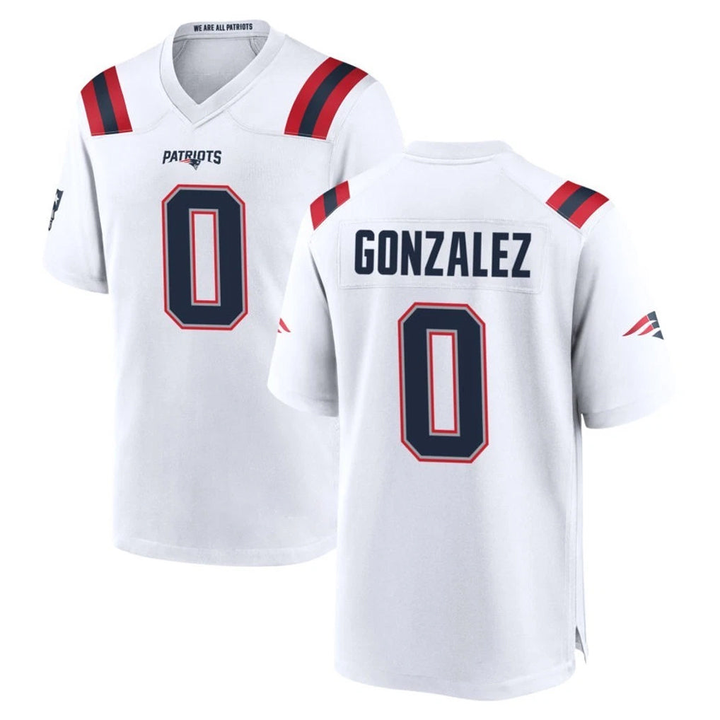NE.Patriots #0 Christian Gonzalez Player White Home Game Gdoa Stitched Jerseys
